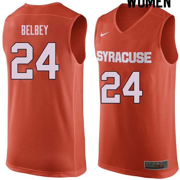 Women #24 Shaun Belbey Syracuse Orange College Basketball Jerseys Sale-Orange